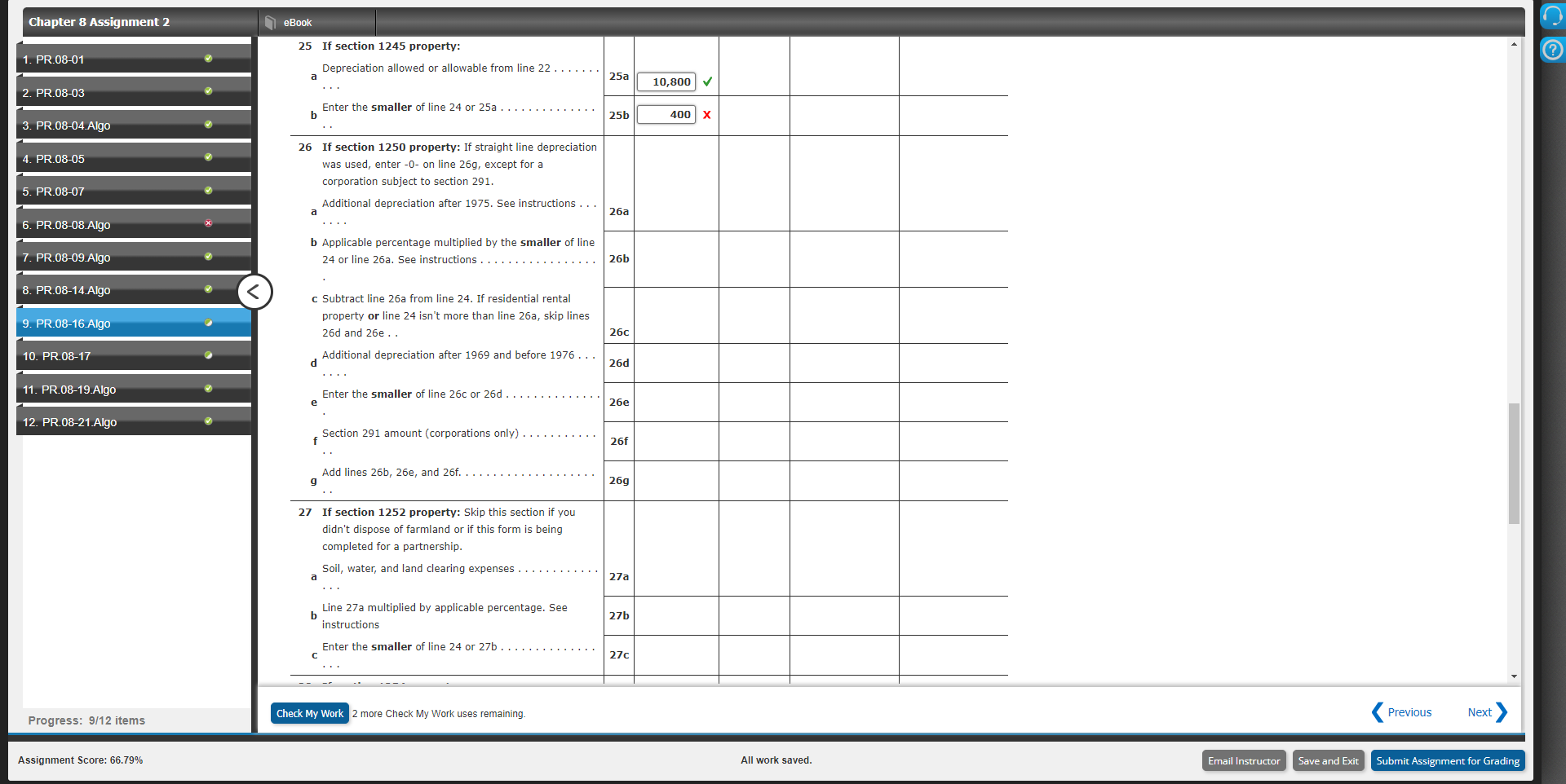 Sale of office equipment on March 15 that cost $54,000 when purchased