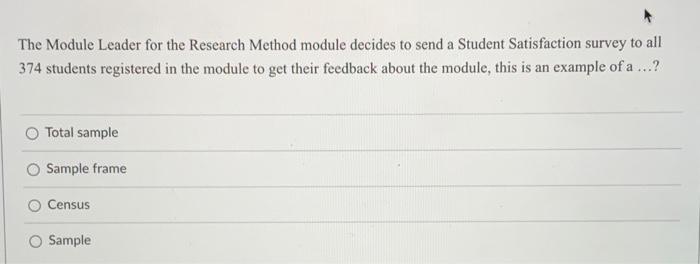  which is the correct option? The Module Leader for the Research