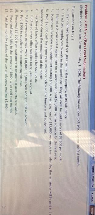  CALCULATOR PRINTER VERSION CRACK NEXT Problem 2-03A a-c (Part Level Submission)