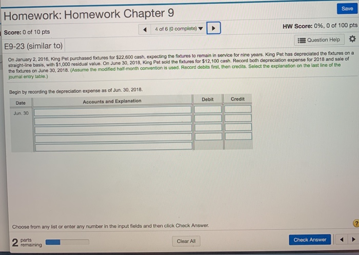 complete) E9-18 (similar to) HW Score: 0%, 0 of 100 pt Question