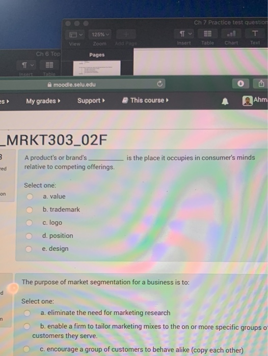  125% Ch 7 Practice test question TV T Insert Table Chart