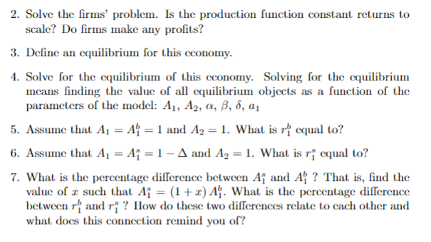 a 2-period economy in which Y; = A Kt. The households start