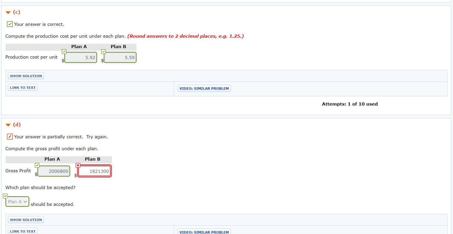 (C) Your answer is correct. Compute the production cost per unit