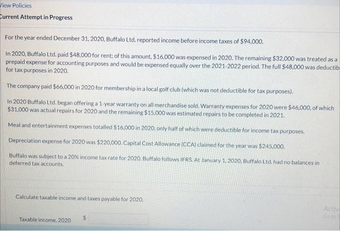 View Policies Current Attempt in Progress For the year ended December