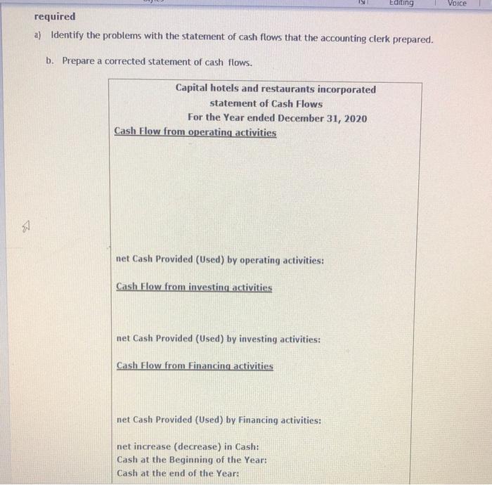 clerk. She has compiled the following information to prepare the statement of