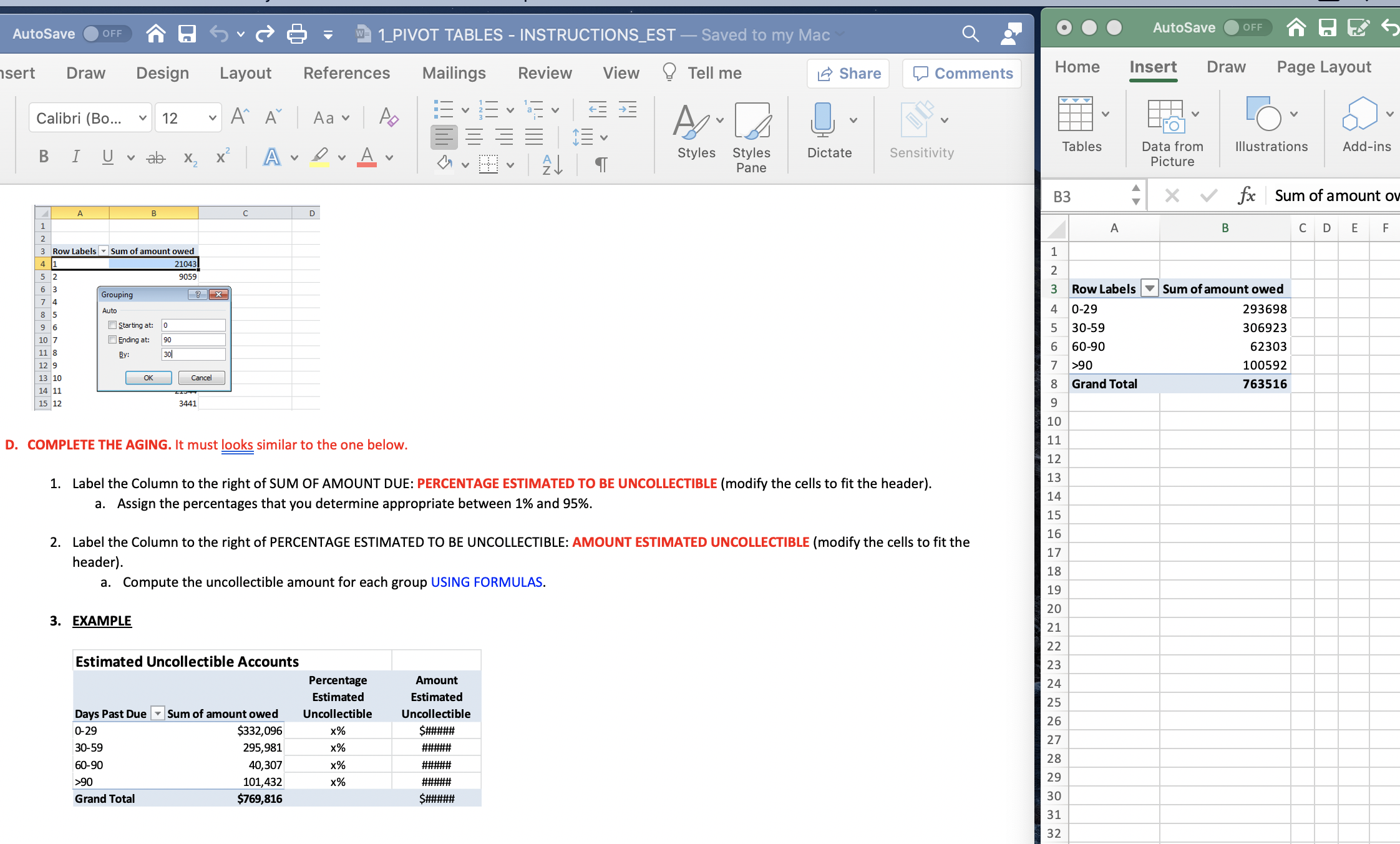 Complete the Pivot Table in Excel: AutoSave OFF AutoSave OFF Sv 1_PIVOT