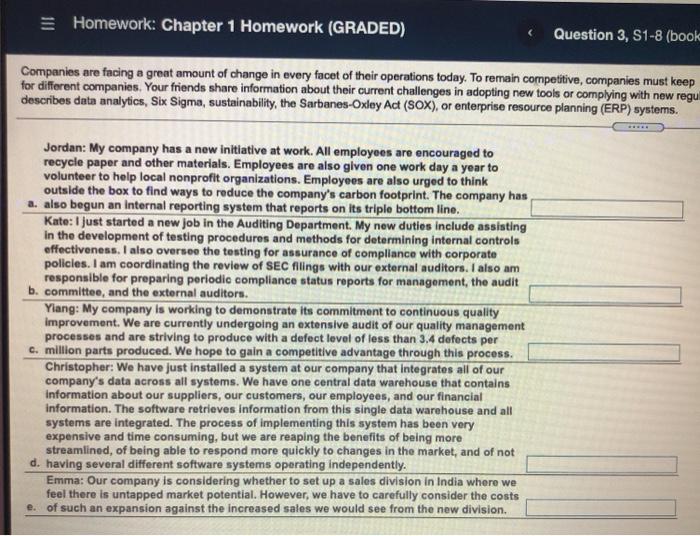  = Homework: Chapter 1 Homework (GRADED) Question 3, S1-8 (book Companies