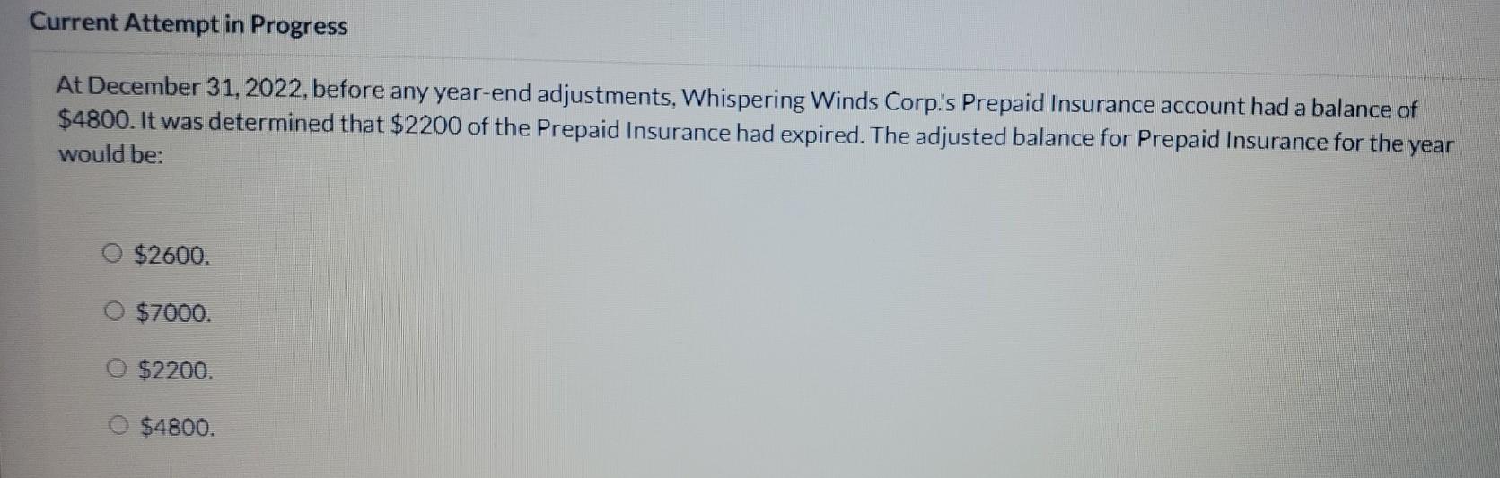 Current Attempt in Progress At December 31, 2022, before any year-end