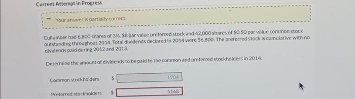  Current Attempt in Progress Your answer is partially correct Cullumber nad