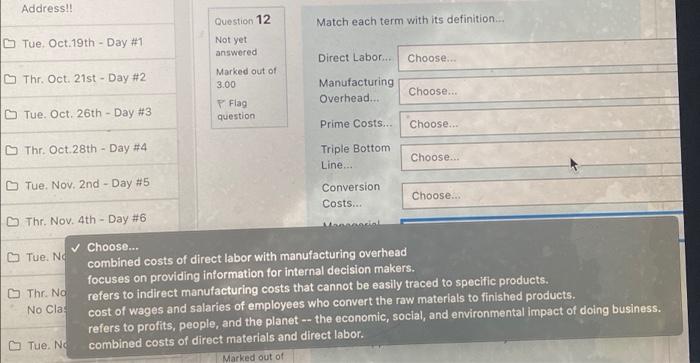  Address!! Question 12 Match each term with its definition... Tue Oct.19th