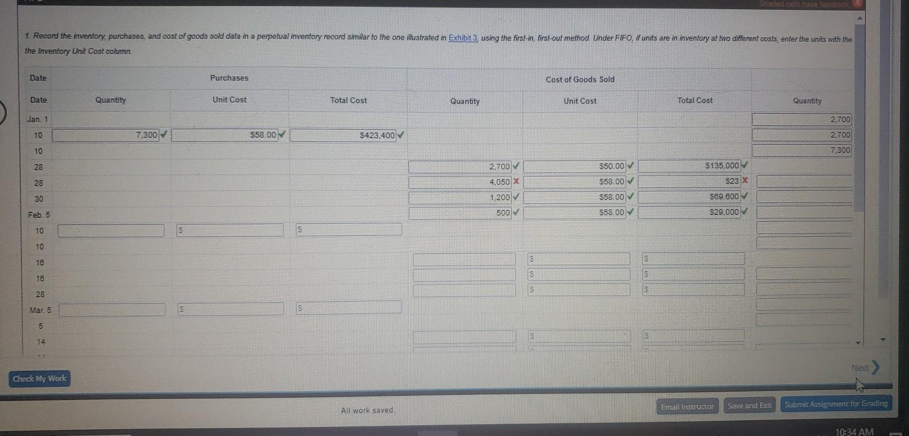 at Midnight Supplies and data on purchases and sales for a three
