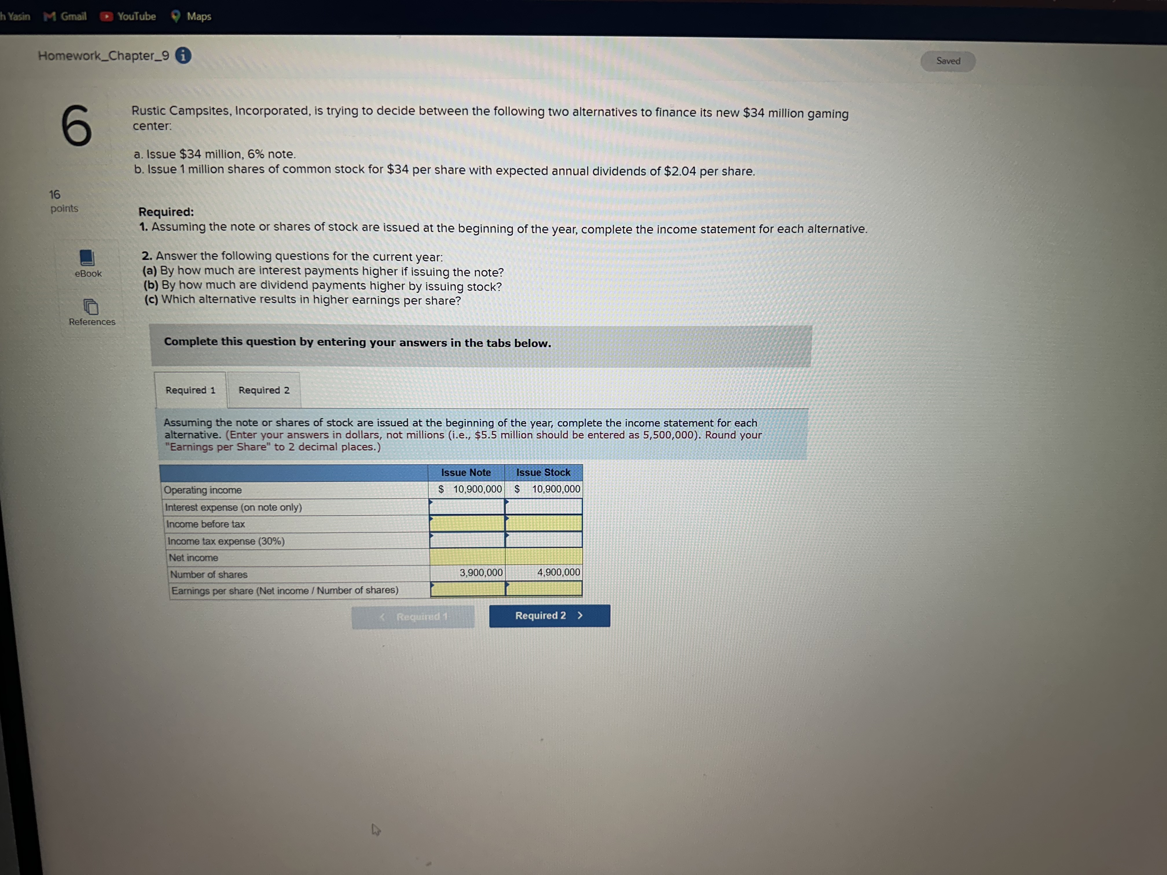  Gmail YouTube Maps Homework_Chapter_9 i Rustic Campsites, Incorporated, is trying to
