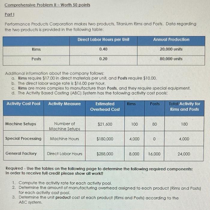  Please only answer the two questions in part 2 Comprehensive Problem