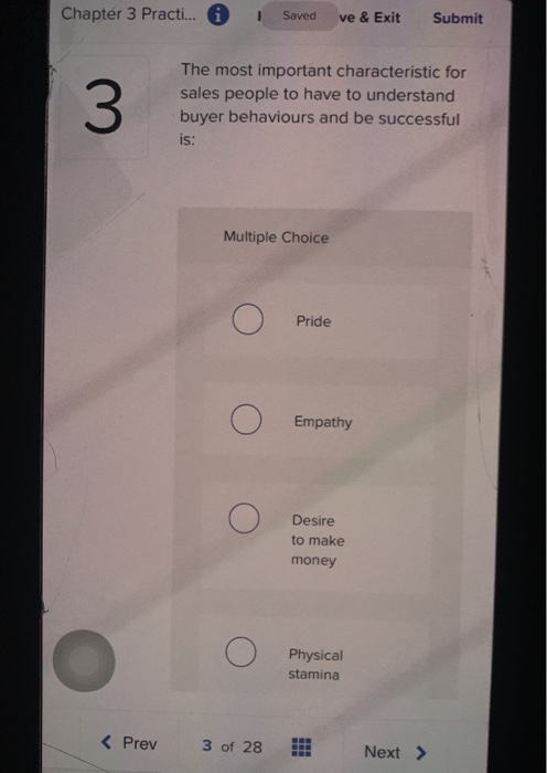  Chapter 3 Practi... Saved ve & Exit Submit 3 The most