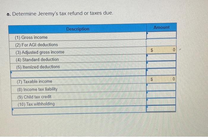 following information applies to the questions displayed below) Jeremy earned $100,600 in