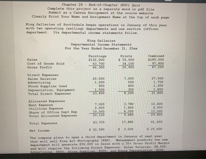  i need help please Chapter 24 End-of-Chapter (EOC) Quix Complete this