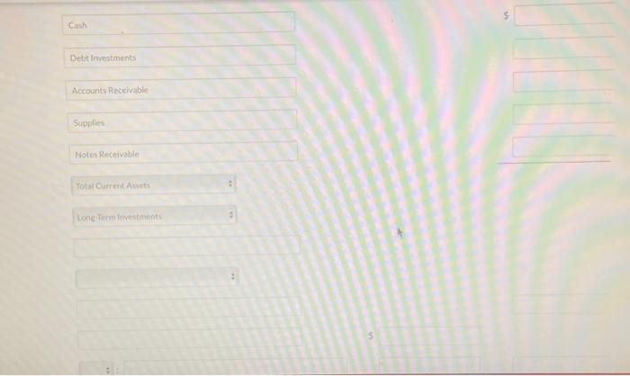receivable 21.400 Supplies 10,400 Cash 11,850 Equipment 83,800 Buildings 262,000 Land improvements