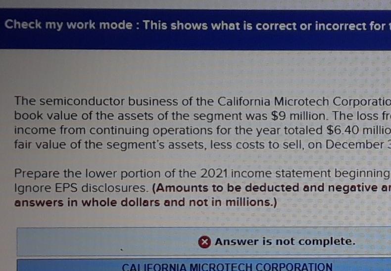  Check my work mode : This shows what is correct or