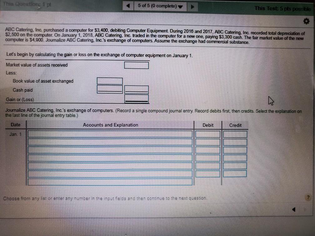 This Question: 1 p 5 of 5 (0 complete) This Test