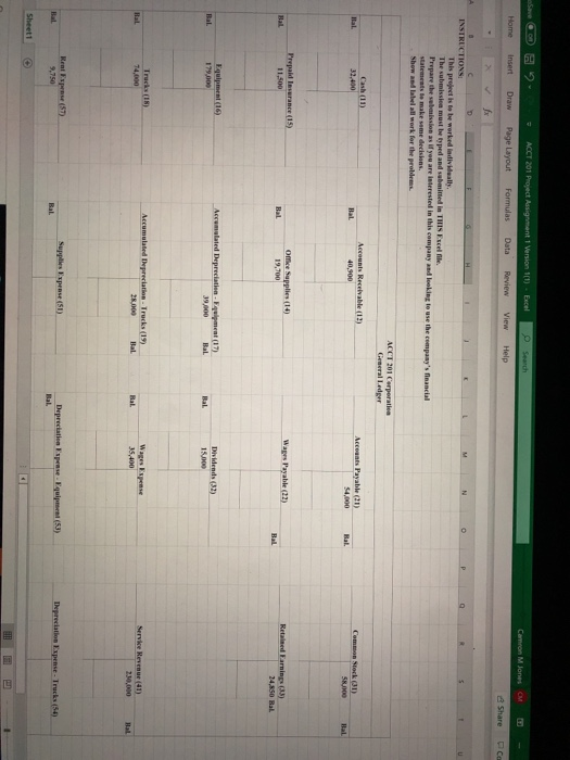  ACCT 201 Project Assignment 1 Version 1(1) Excel Camron M Jones