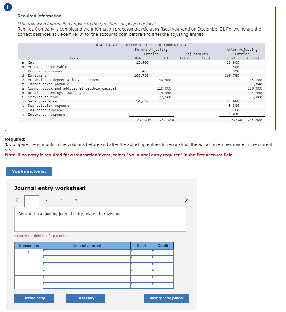  Ramirez Company is completing the information processing cycle at its fiscal