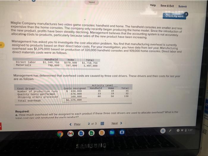 this Saved Help Save & Exit Submit Check my work Maglie Company