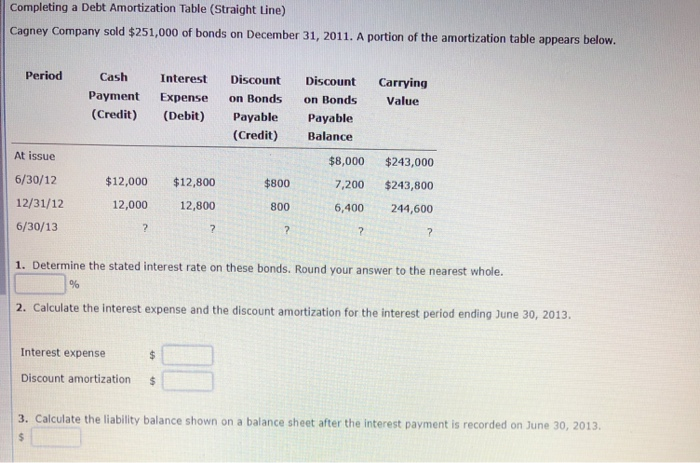  kindly ans please thanks Completing a Debt Amortization Table (Straight line)