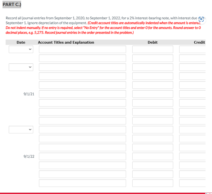 equipment for $43,200 by signing a two-year note payable with a face