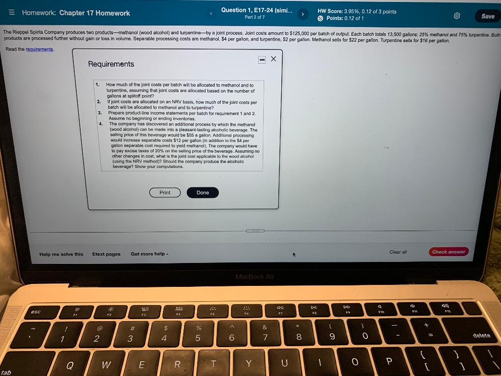  Homework: Chapter 17 Homework Question 1, E17-24 (simi... Part 2 of