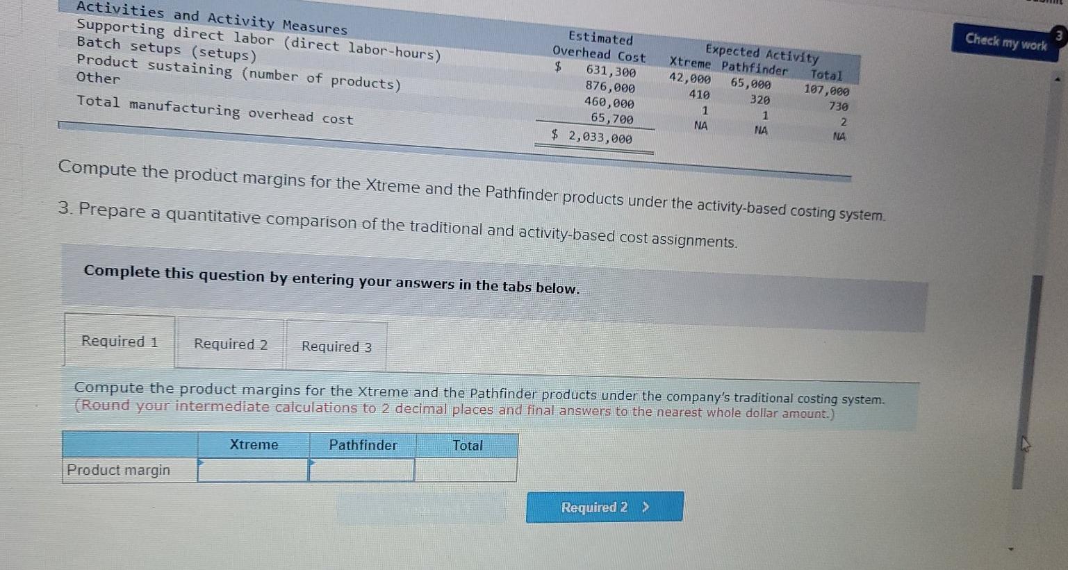 Pathfinder Data concerning these two product lines appear below: ts Selling price