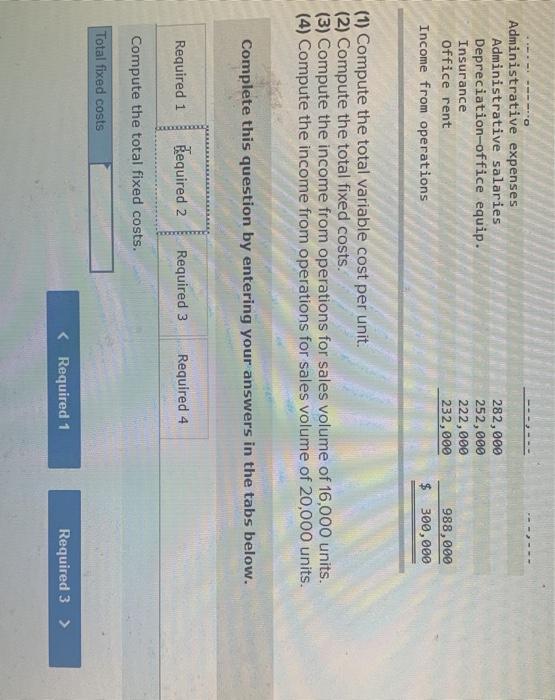 following. Fixed Budget $3,690,000 $432, eee 756,000 486,000 232,000 1,986,000 1,784,000 Sales