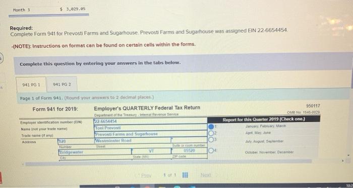 filed for Prevosti Farms and Sugarhouse by April 15, 2019. For the