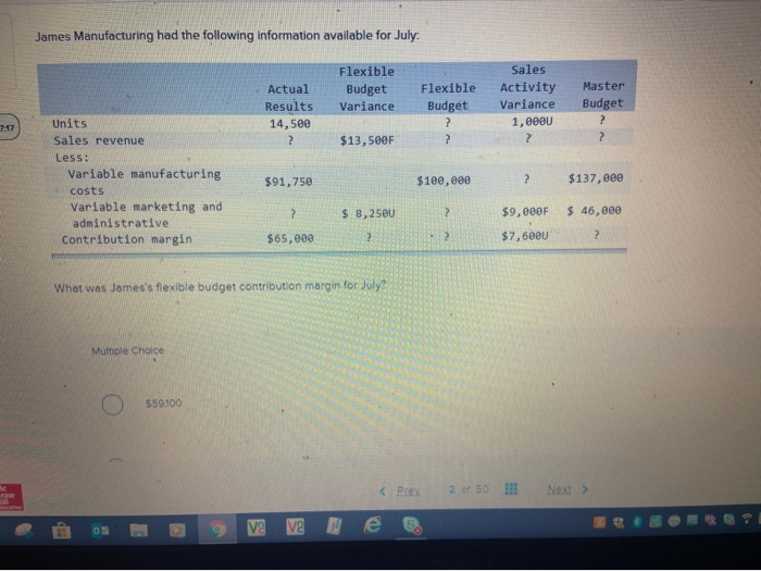 $59100 $72.600. $65.000 551.500 James Manufacturing had the following information available for
