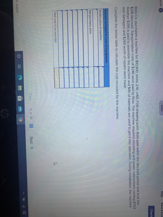  vork Saved Help Save & Exit Check Rizio Co. purchases a