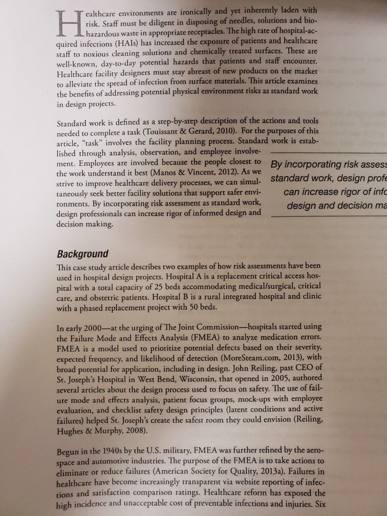 database, please locate the following article: Morrill, P. W. (2013). Risk assessment