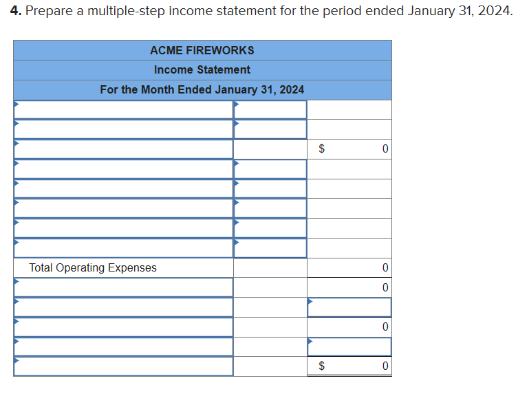  On January 1,2024, the general ledger of ACME Fireworks includes the
