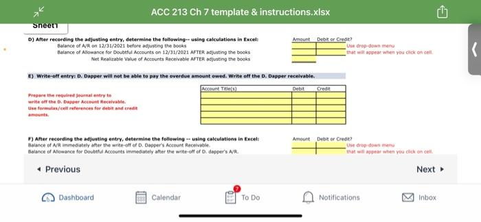 Receivable BEFORE adjusting the books subsidiary ledger A. Abel Fierman dr cr