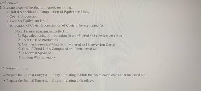 costing system This month, the beginning inventory in the first processing department