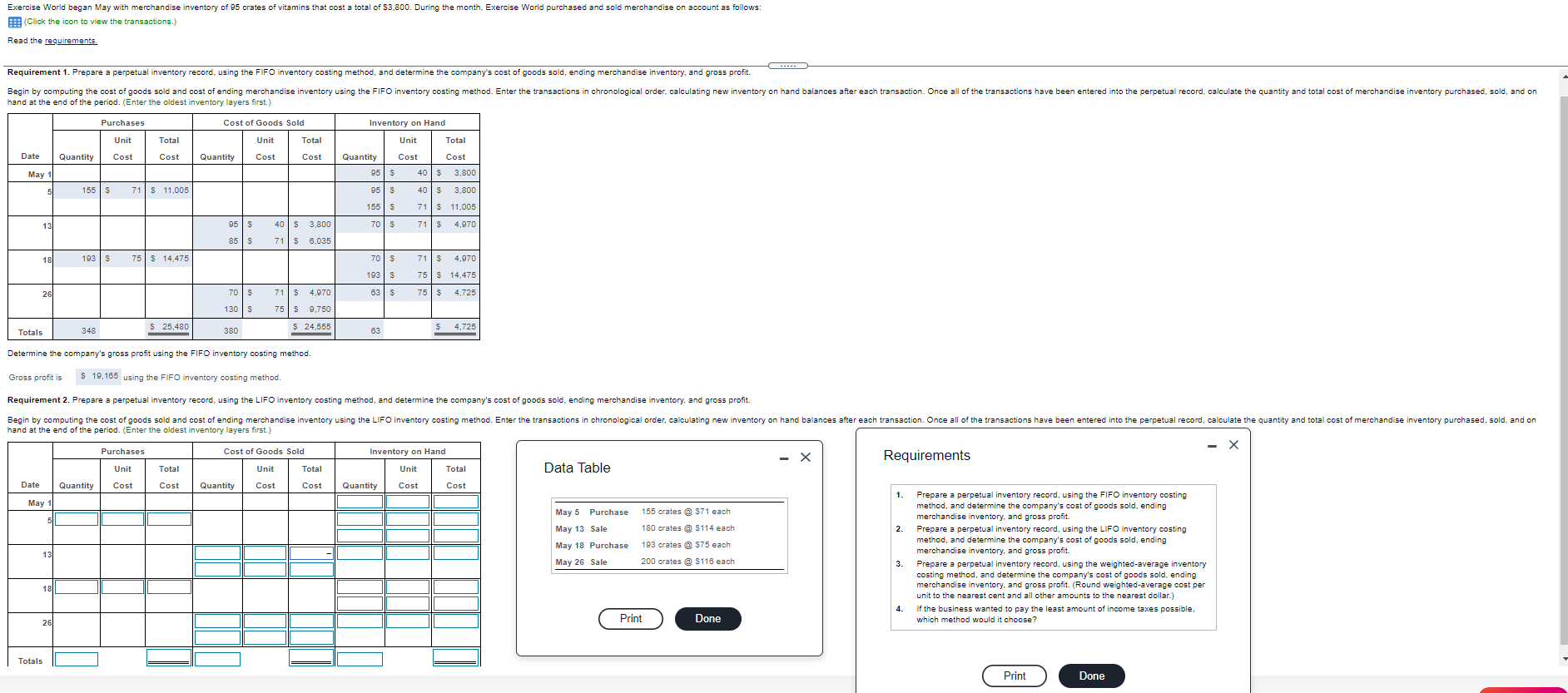 Answer question 2 please!! Exercise World began May with merchandise inventory