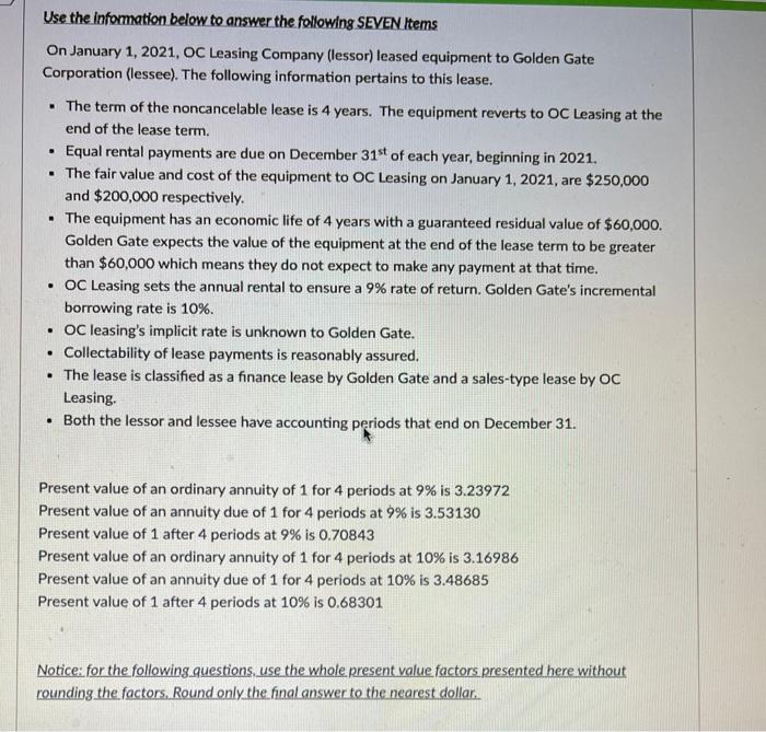  please answer the following :) Use the information below to answer