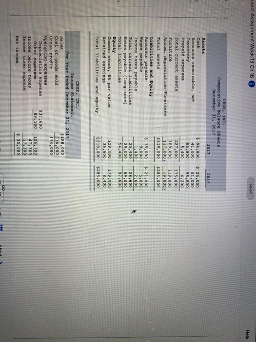  nect Assignment Week 13 Ch 16 A Help 2016 CRUE, INC.