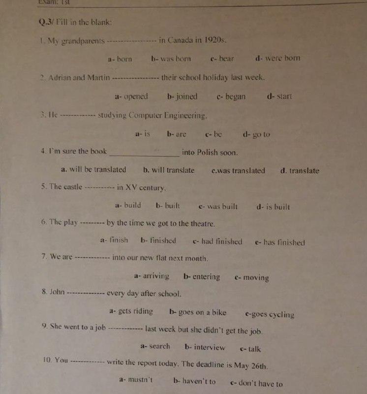 I need the answer quickly!! L IS Q.3/ Fill in the blank: