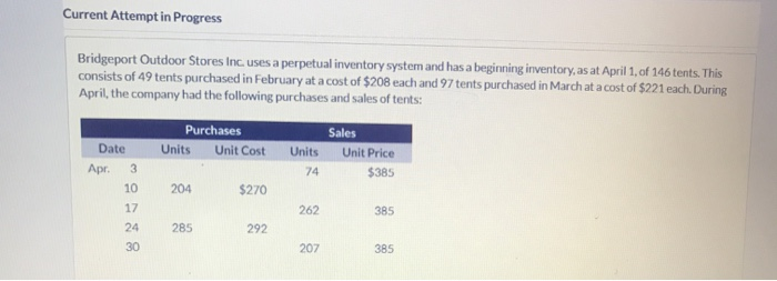  Current Attempt in Progress Bridgeport Outdoor Stores Inc. uses a perpetual