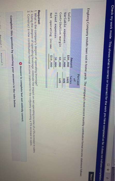  Check my work mode: This shows what is correct or Incorrect
