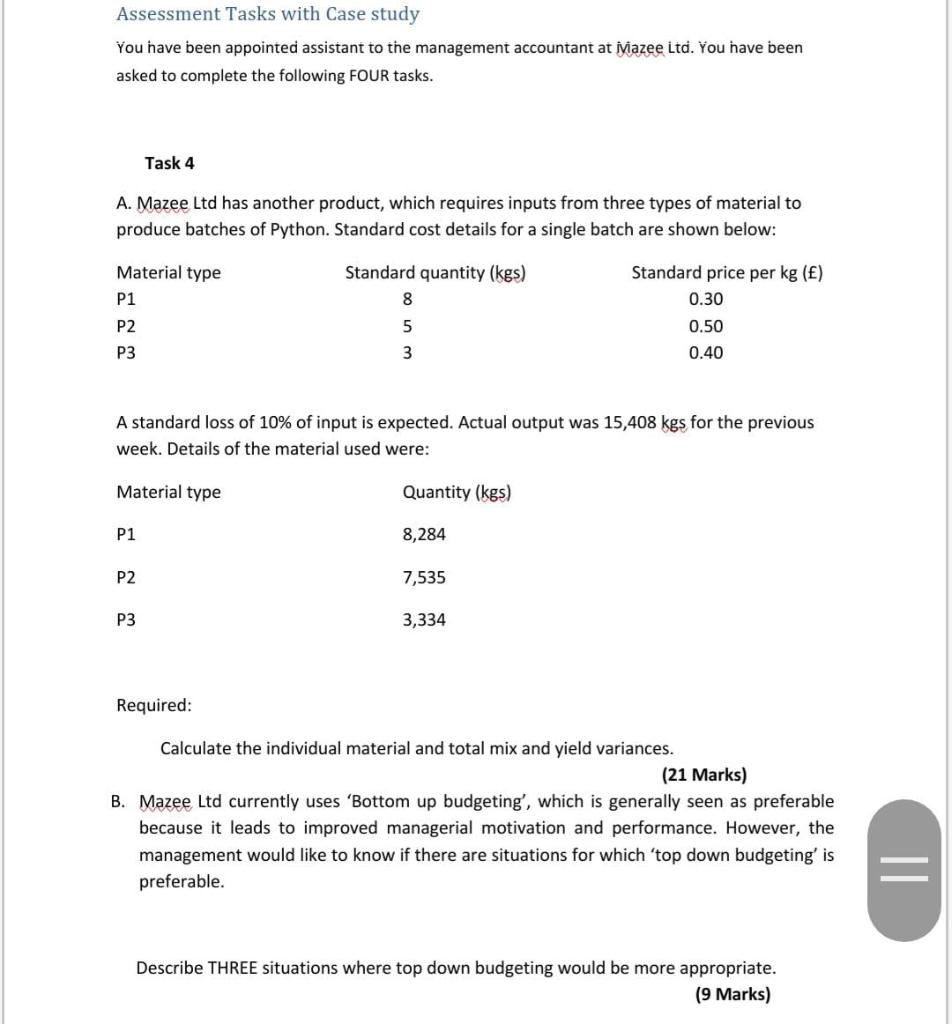 Assessment Tasks with Case study You have been appointed assistant to