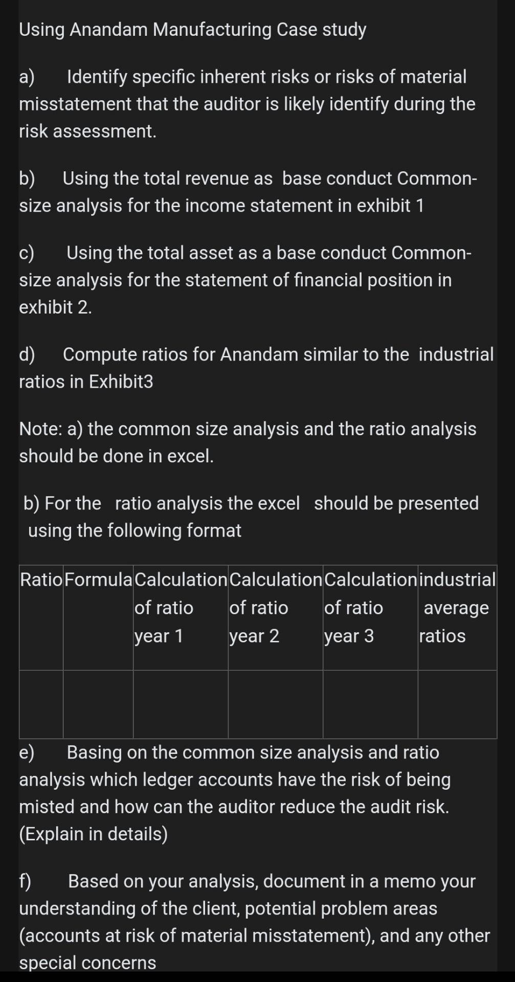 Old MathJax webview Using Anandam Manufacturing Case study a Identify specific inherent