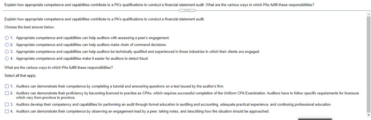  Explain how appropriate competence and capabilities contribute to a PA's qualifications