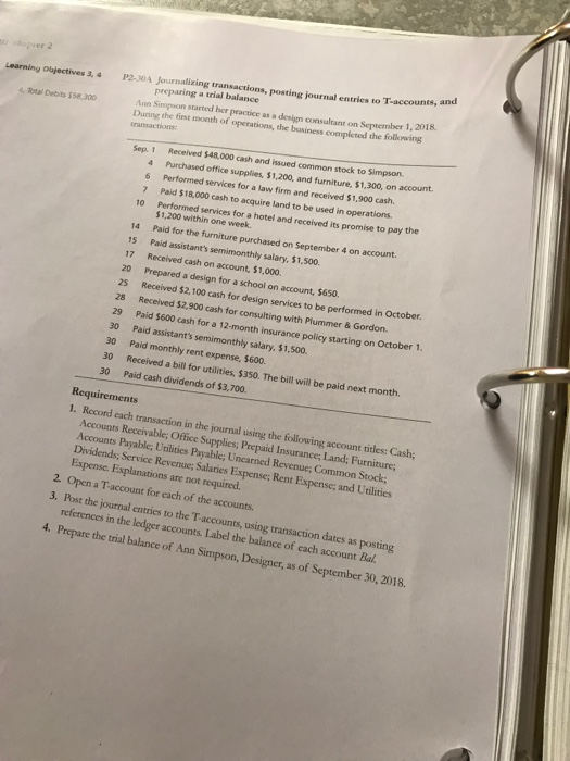 Learning Objectives 3, 4 Debit 5.300 12.30A Journalizing transactions, posting journal