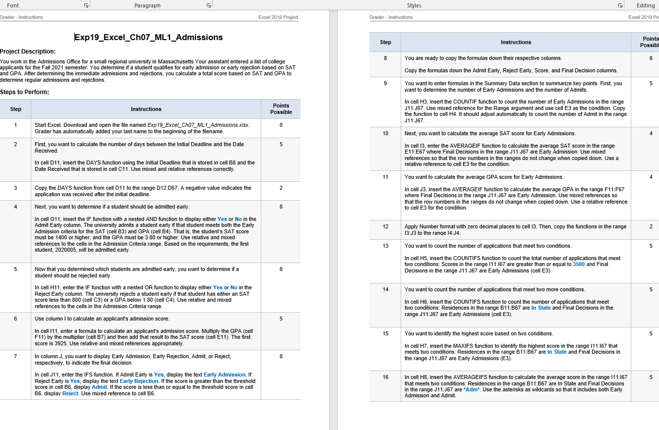Type or paste question here Font Paragraph Styles Editing Grader - Instructions