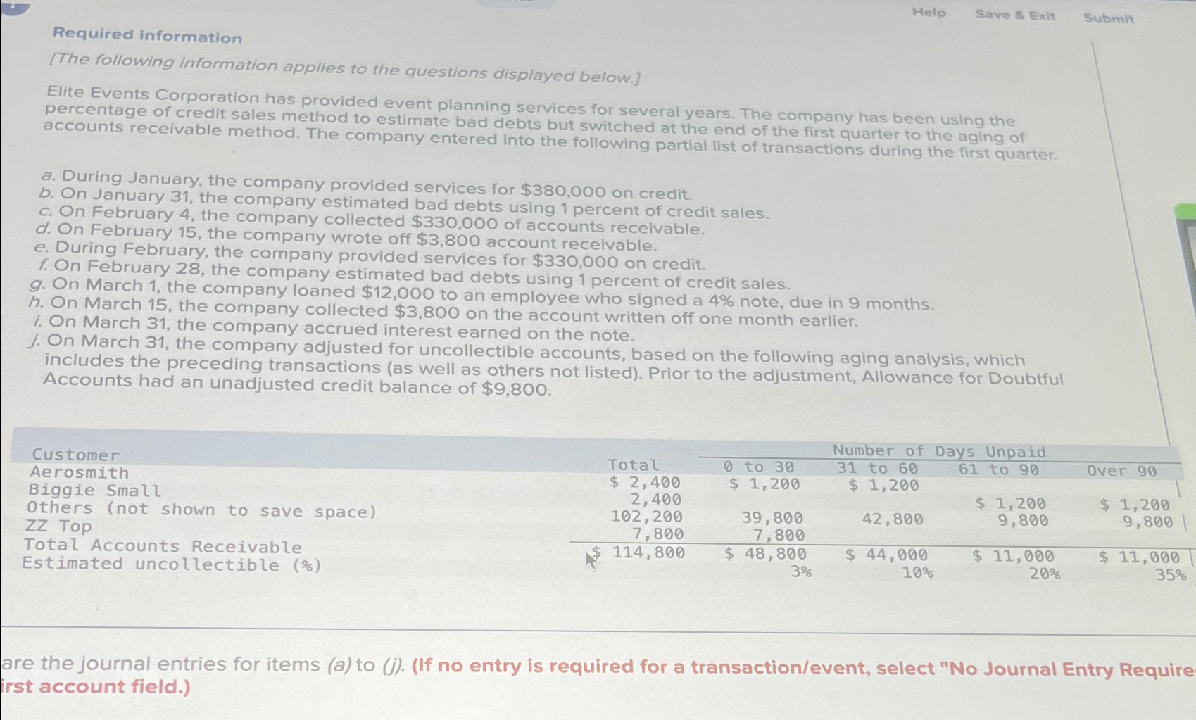  Help Save & Exit Submit Required information [The following information applies